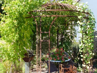 Überwachsene Gartenlaube